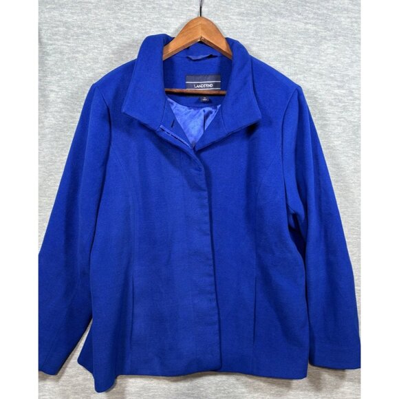 Lands End Womens Pea Coat Royal Blue Fully Lined‎ Jacket Size 18 - Picture 1 of 7
